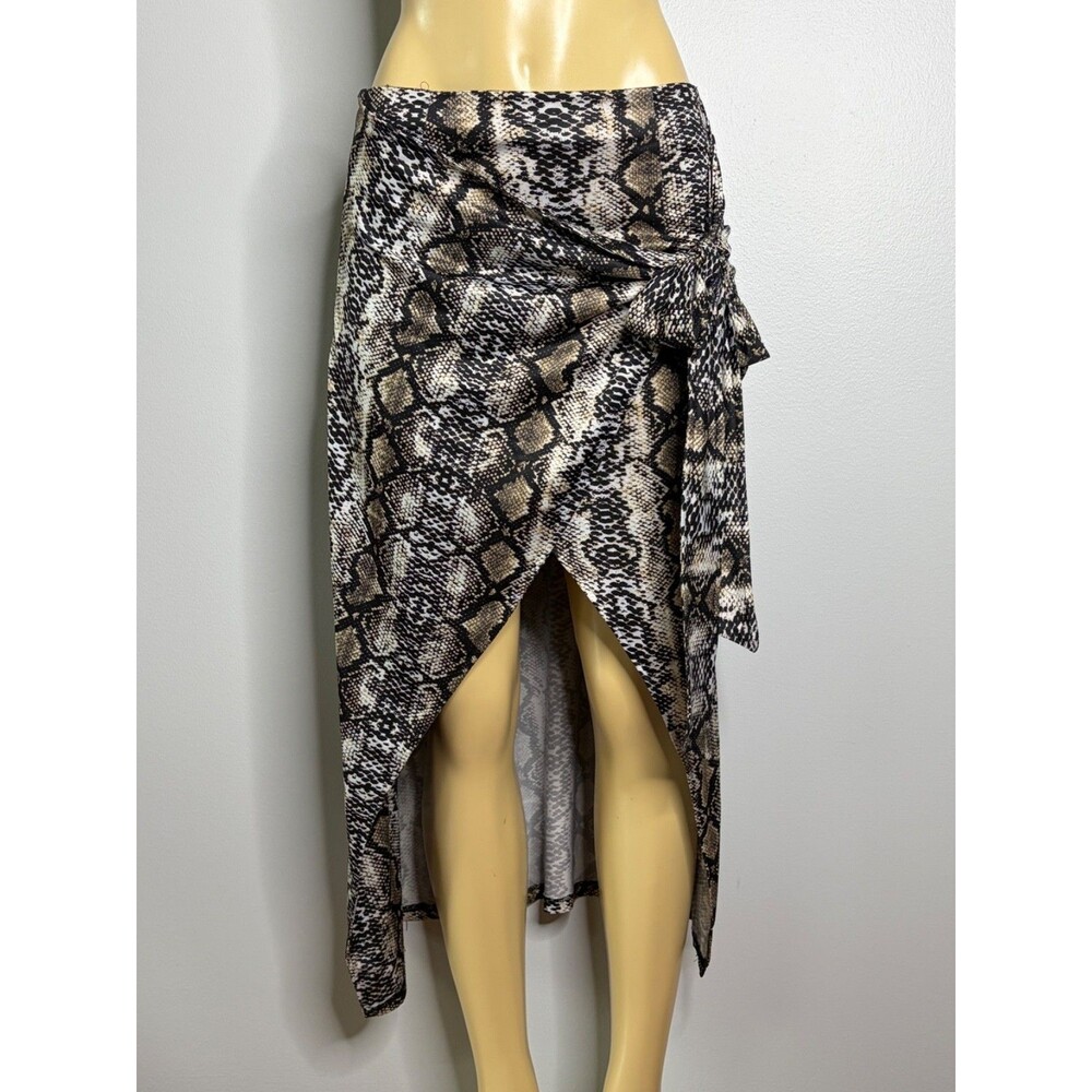By Egreis Women's Animal Print Faux Wrap Skirt Size M